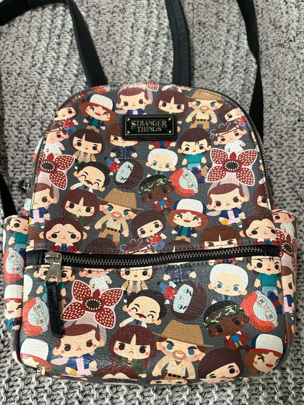 Gently Used Stranger Things Loungefly Chibi Mini Backpack All Over Print 11